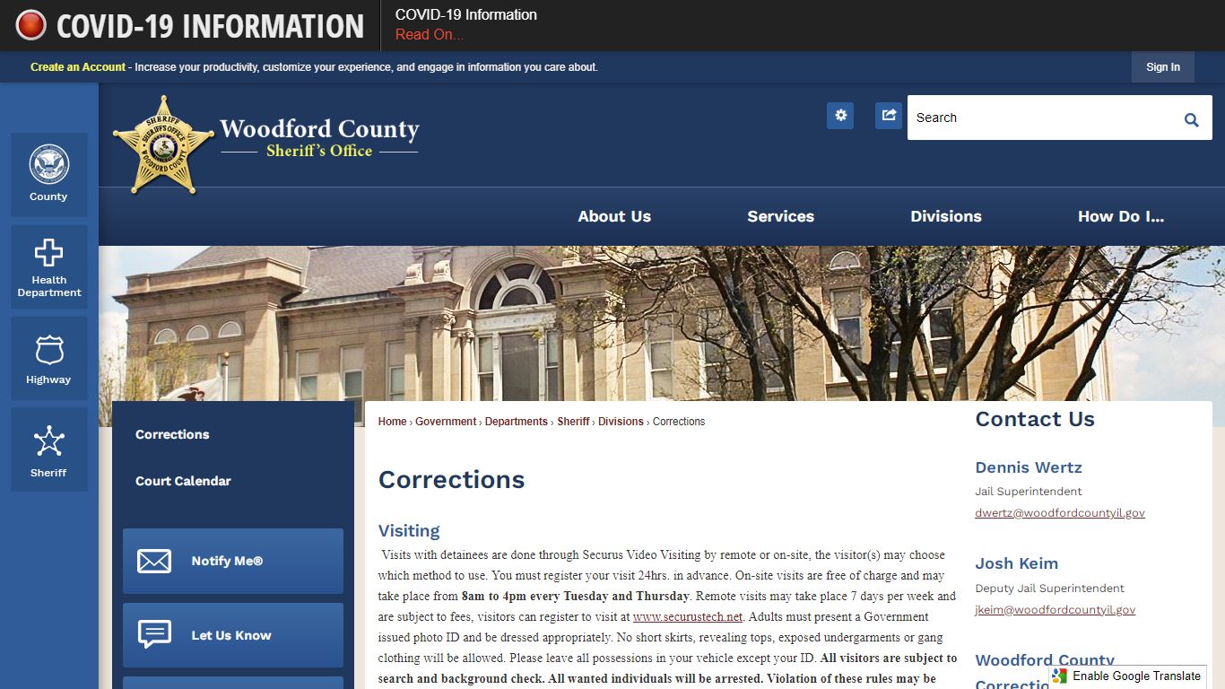 Corrections | Woodford County, IL